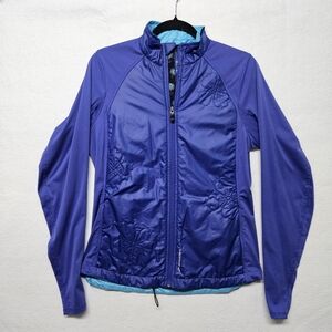 Brooks Running Jacket Zip Pockets Flowers Lined Medium